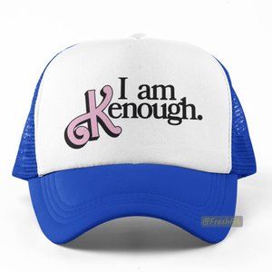 🆕I Am Kenough. Foam Trucker Hat Mesh Snapback Cap Blue/White